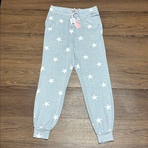 Fornia Gray Star Print Joggers NWT Drawstring Lounge Pants M